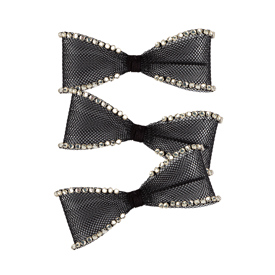 Black Crinoline Bow Hair Slide