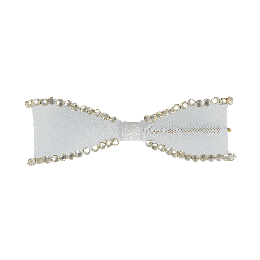 White Crinoline Bow Hair Slide