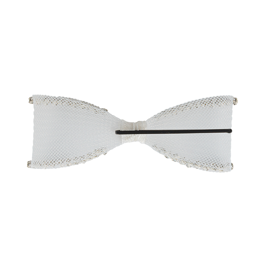 White Crinoline Bow Hair Slide - Image 5