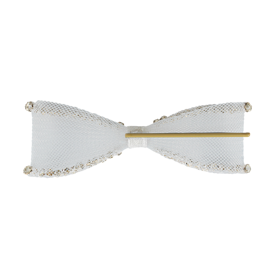 White Crinoline Bow Hair Slide - Image 4