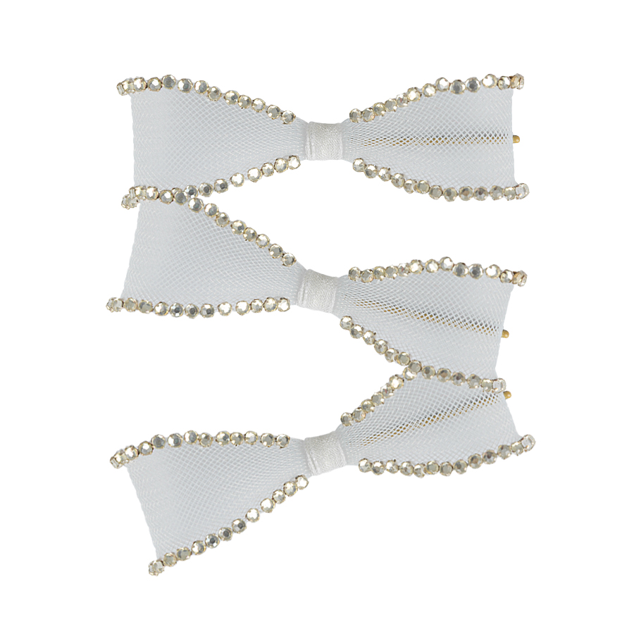 White Crinoline Bow Hair Slide - Image 3