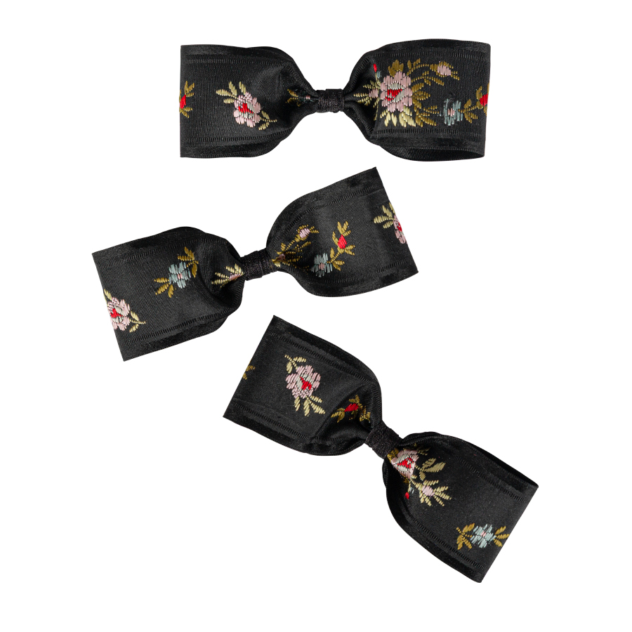 Black Ribbon Bow Hair Slide