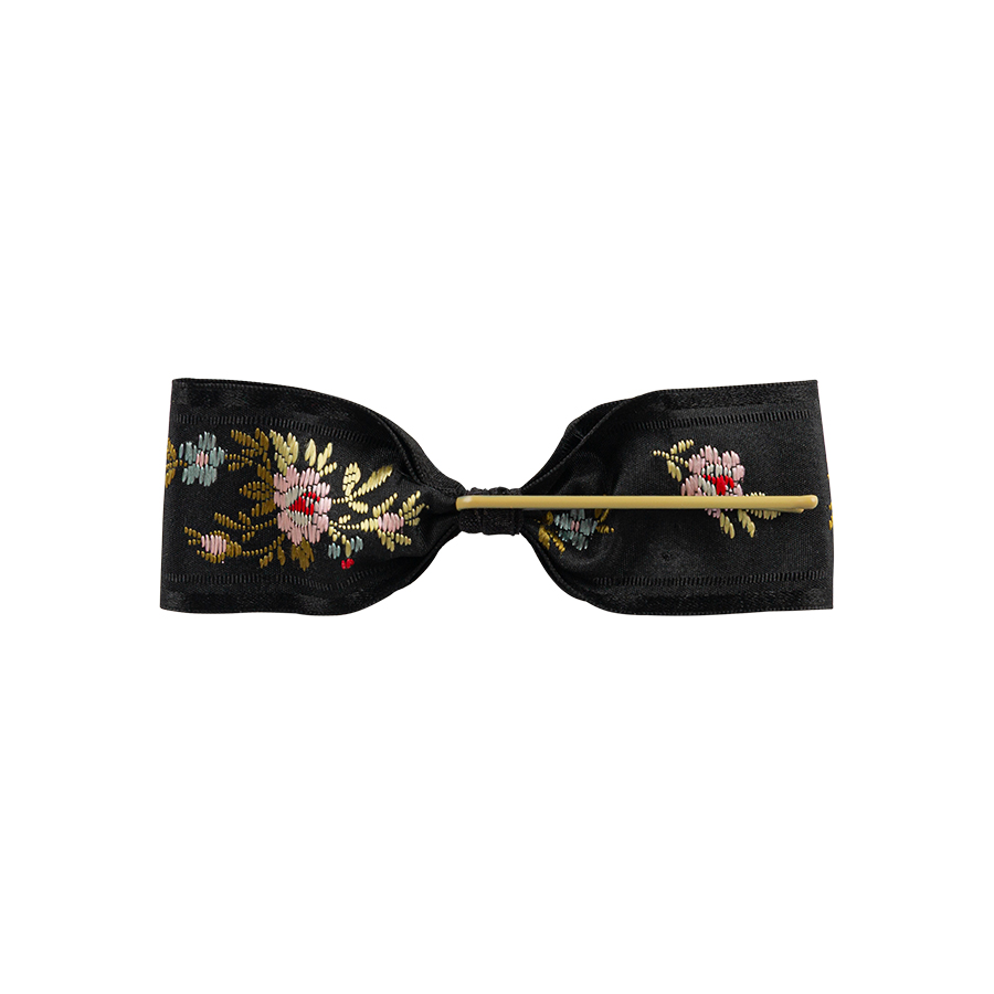 Black Ribbon Bow Hair Slide - Image 4