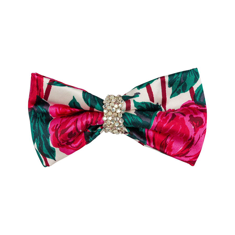 Pink Floral Bow Hair Clip