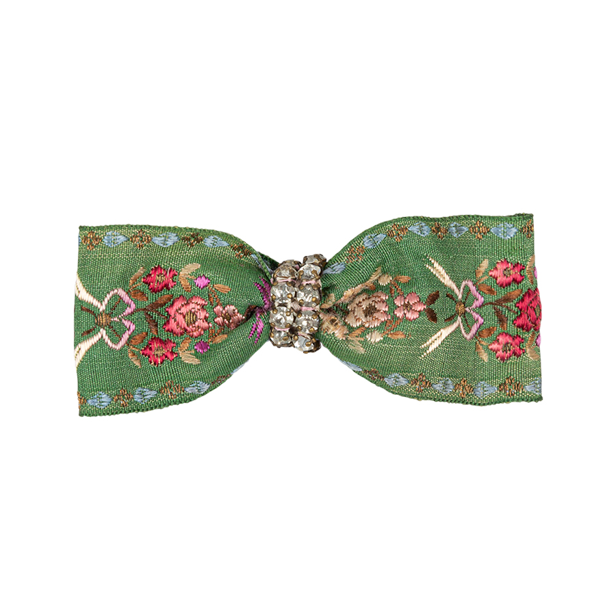 Green Ribbon Bow Hair Slide